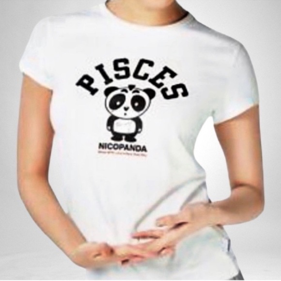 NICOPANDA Pisces Panda Vinyl Graphic White Tee SZ S - Picture 1 of 9